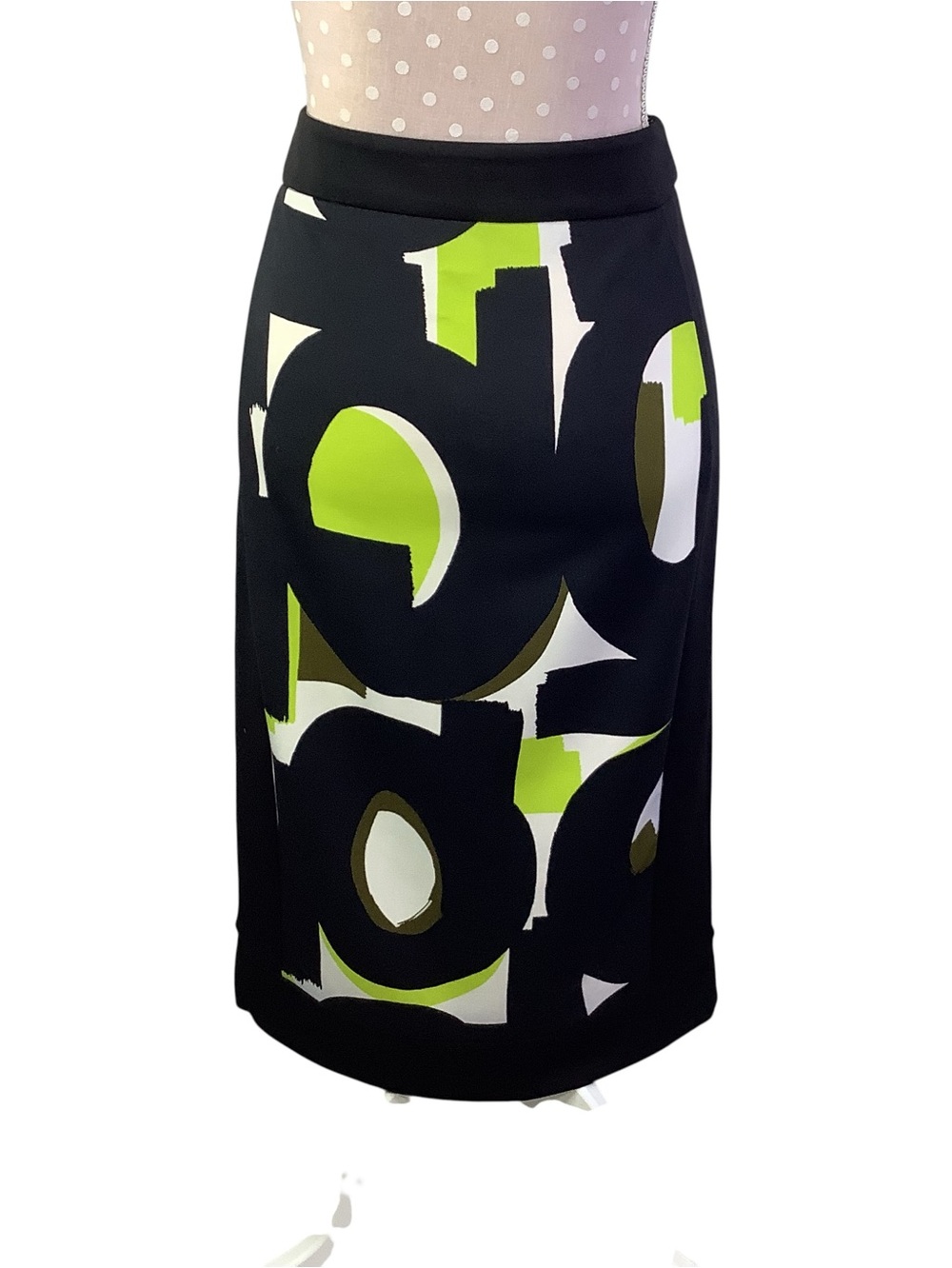Worthington Black Graphic Paneled Pencil Skirt with Lime Accents Size 10